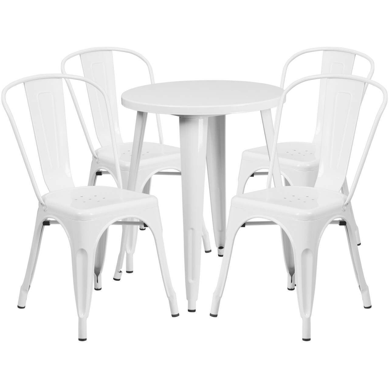 Emma and Oliver Commercial Grade 24" Round Metal Indoor-Outdoor Table Set with 4 Cafe Chairs